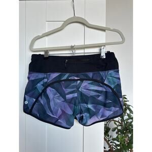 Lululemon Women's Run Times Short 4" Pretty Prism Multi / Black, Size 6, EUC